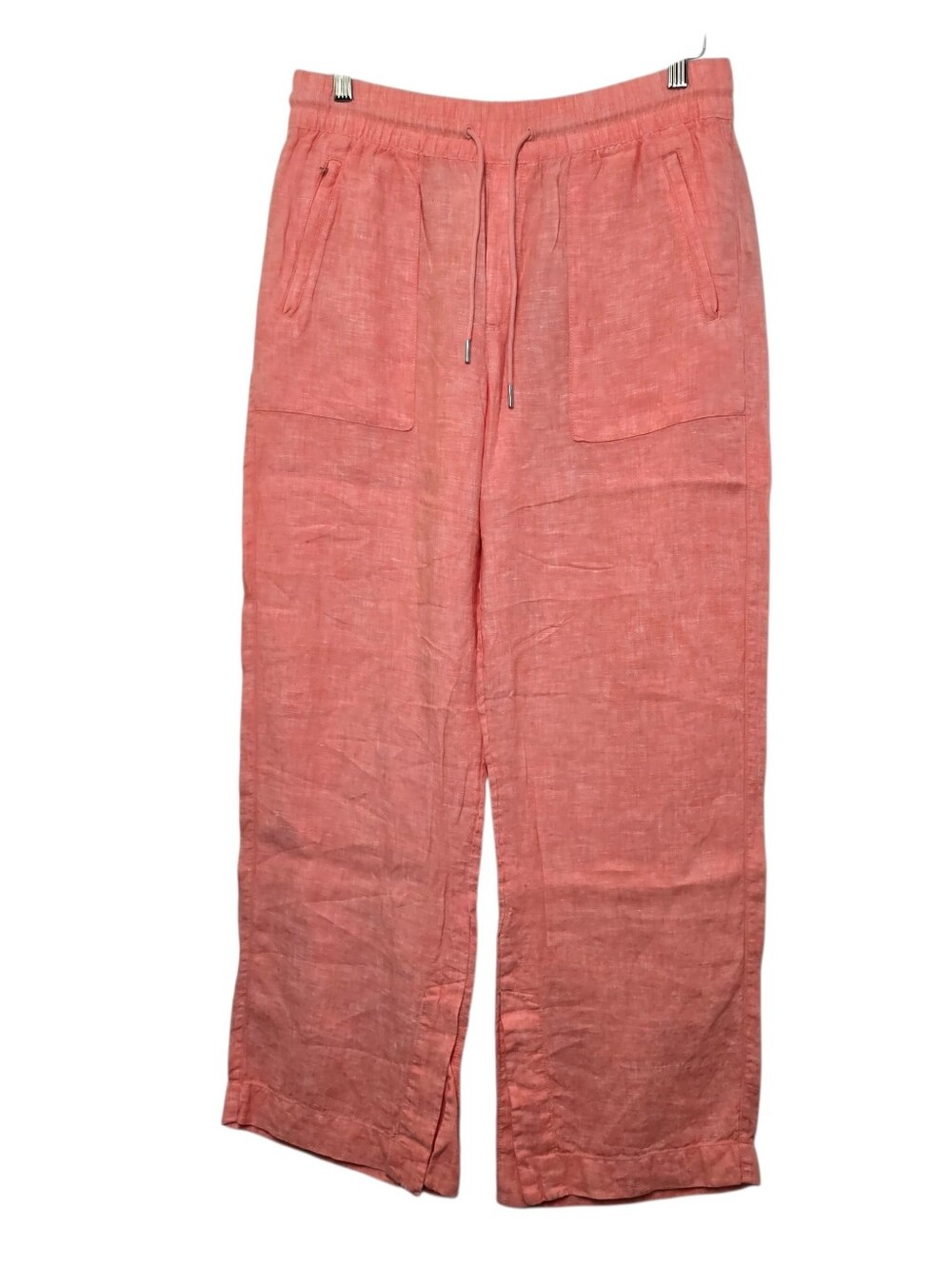 Athleta Retreat Lagenlook 100% Linen Wide Leg Pants Zip Pockets Women's Size 8